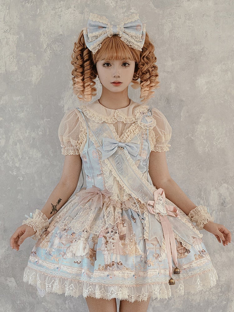 Mint Blue Ribbon Beige Pink /