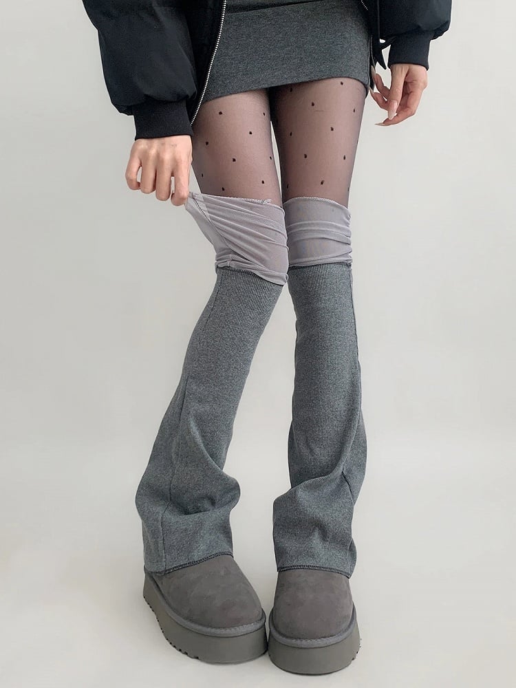 Flared Mesh-Paneled Leg Warmers