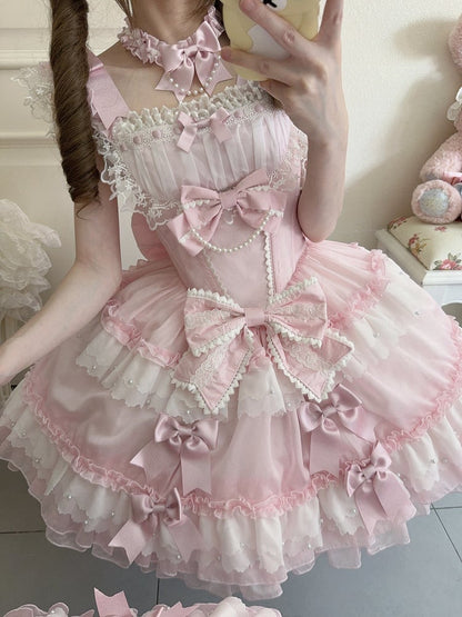 Bowknot Pink Decorated Choker Chain Bead