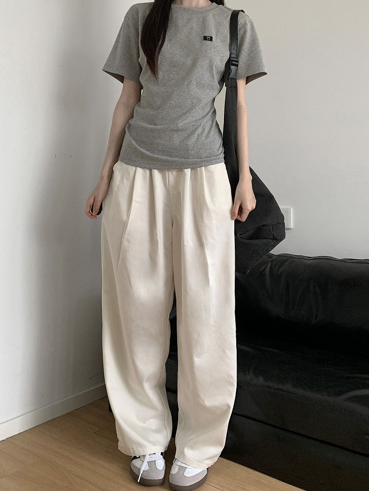 Hose Hellblau/Beige Sommer Weites Bein Casual