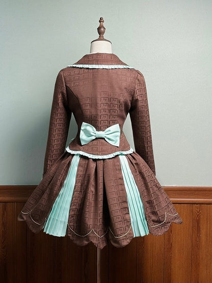 Coat Accents with Lolita and Bow Chocolate Mint Green Ruffles