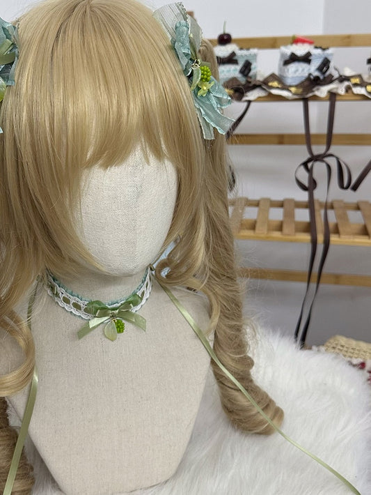 Bow Ribbon Lace Green Lolita Sweet Choker