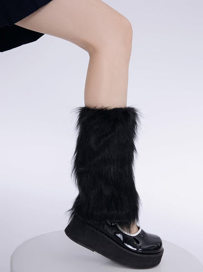 Y2K Black/White Plush Leg 20CM/30CM/40CM Warmers