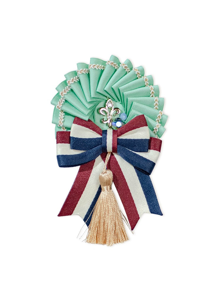 White Yellow Green Dark Blue Bow Tassel Lolita Brooch Clip - Crucis Universal Tailor Company