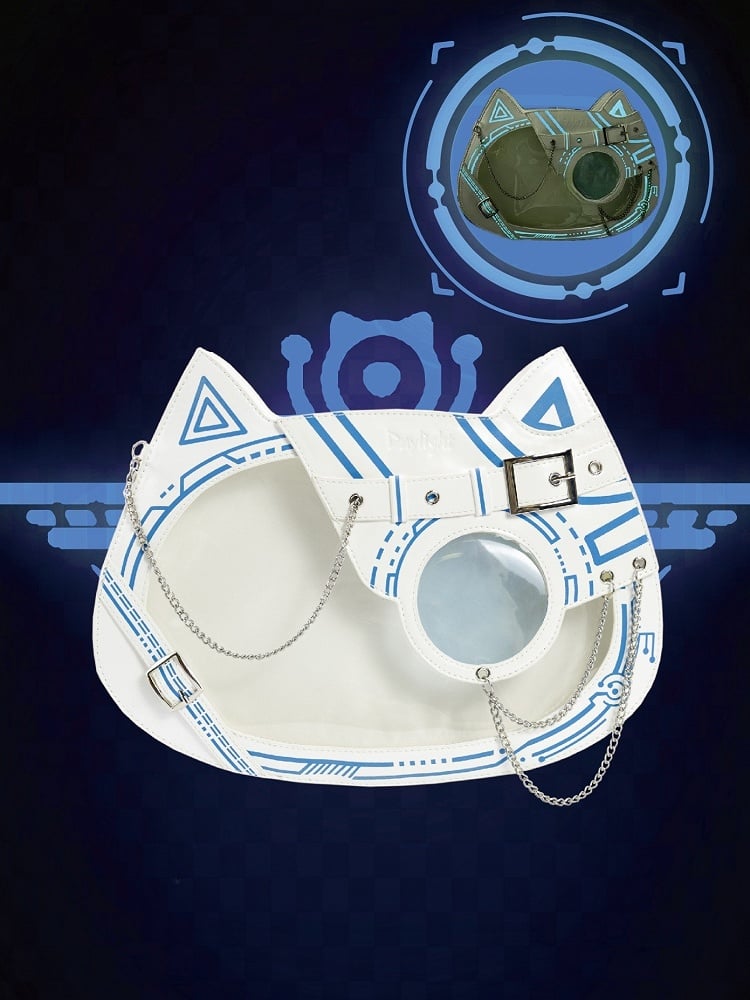 Cyberpunk Cat Glow-in-the-dark Ita Bag Blue White - Daylight
