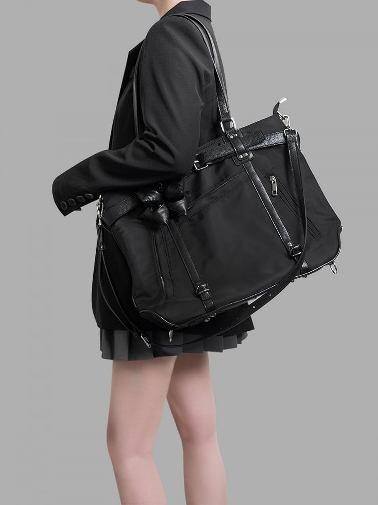 With Chic Bold Contrast Black Strap Details Large-Sized Tote