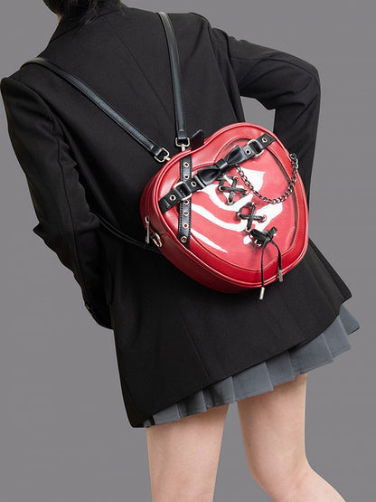 Red Apple Lace-up Detail Design Black Bag Small/Big Ita Size