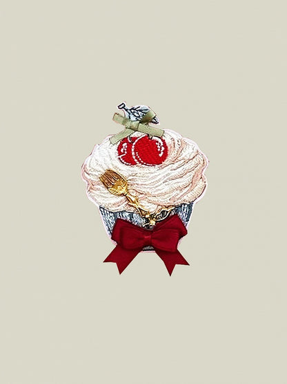 Cupcake-Stickerei-Brosche