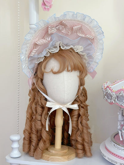 Apricot Bonnet Green Blue Pink /