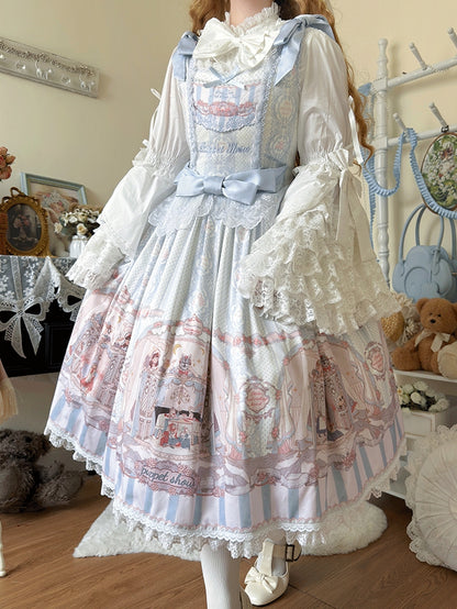 Plus Size White Black Pink Blue Apricot Lolita Bell Sleeve Blouse - Versatile girl