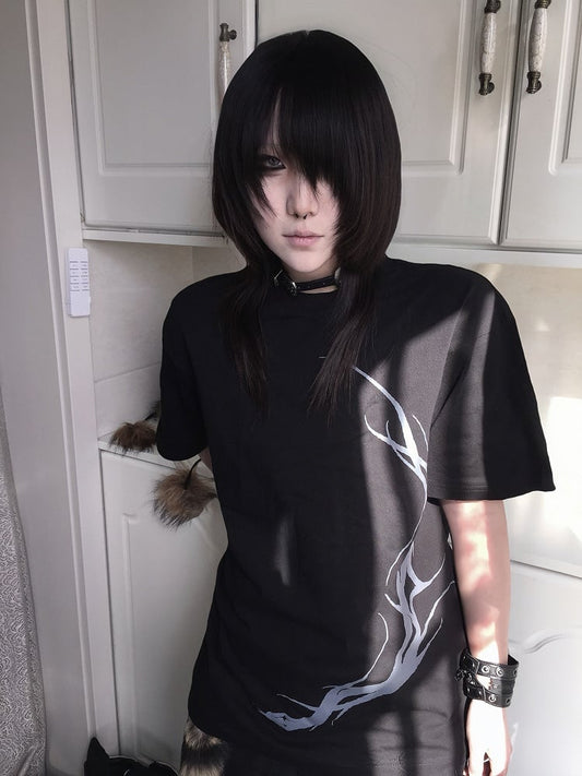 with Black Gothic Print Snake T-Shirt