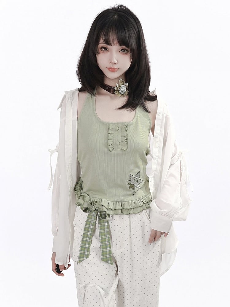 White Chiffon Long Sleeve Shirt with Side Cutouts - PINK SAVIOR