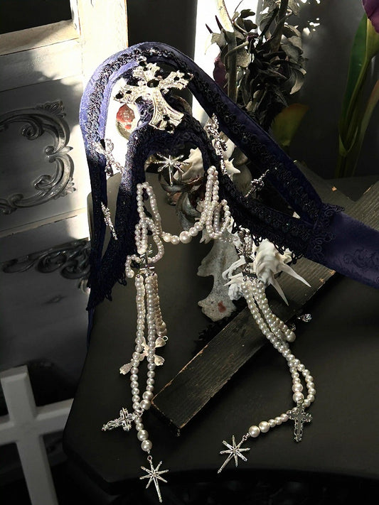 Red/White/Dark Blue/Gray  Gothic Lolita Waist Belt with Cross Decorated