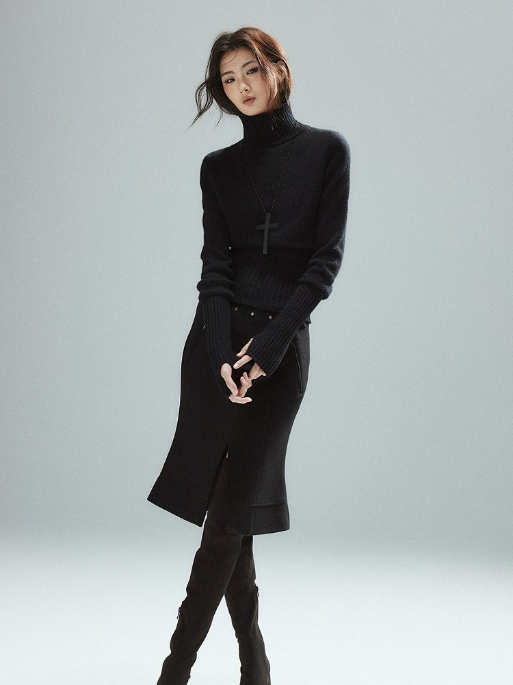 Low Waist Thigh-High Split Half Skirt with Buckle Details - Low pixel