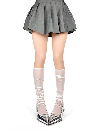 4 Socks Breathable Calf Colors Loose Mesh