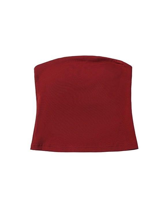 Cute Black Hooded Crop Top with Red Strappy Tube Undergarment Set