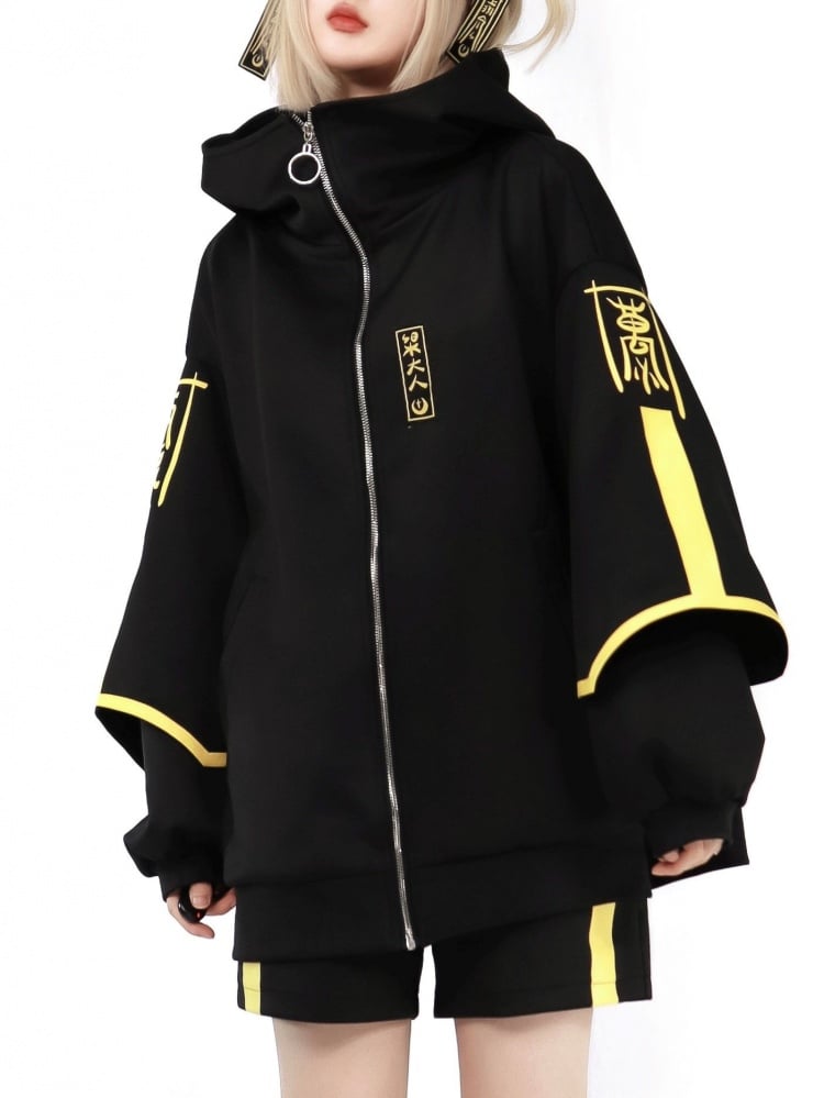 Luminous Cyberpunk Jirai Kei Jacket Zip Up Front Sweatershirt