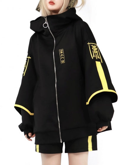 Luminous Cyberpunk Jirai Kei Jacket Zip Up Front Sweatershirt