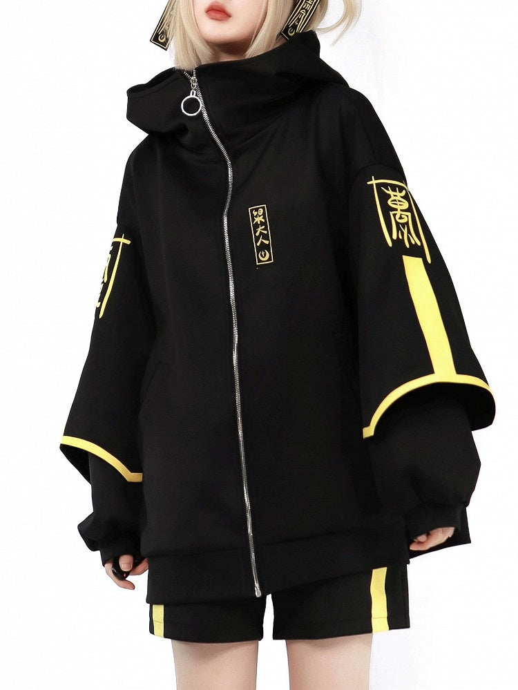 Jacke Jirai Sweatershirt Up Front Luminous Kei Cyberpunk Zip
