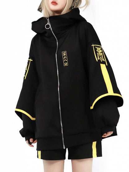 Jacke Jirai Sweatershirt Up Front Luminous Kei Cyberpunk Zip