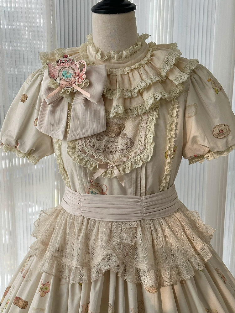 Bodice Toys Dress Embroidery Print Sleeves Teddy Lolita Short Sweet
