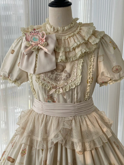 Bodice Toys Dress Embroidery Print Sleeves Teddy Lolita Short Sweet