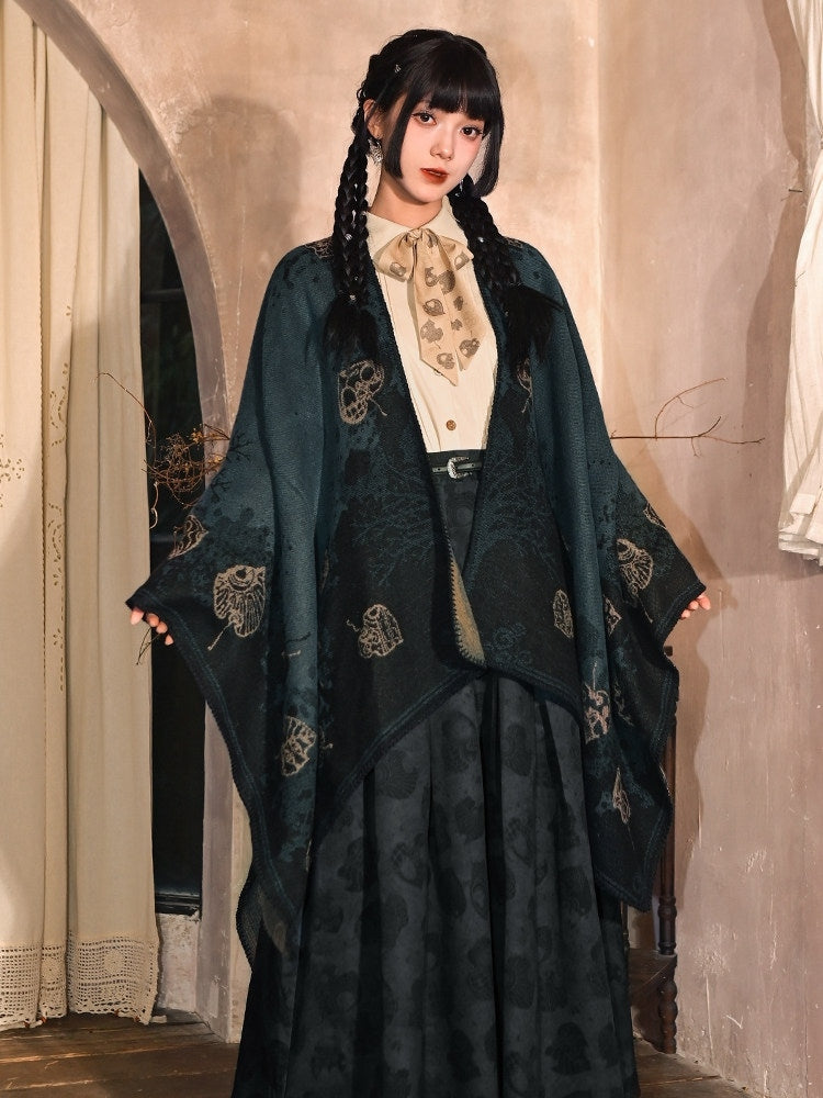 Detachable Leaf - Print Bow Tie Apricot Shirt Set