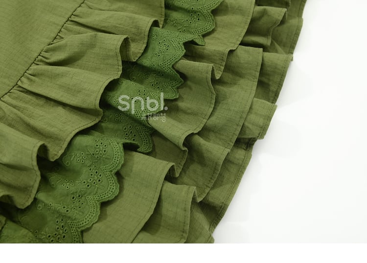 with Detachable Sweet Ruffle Green Overall Dress Hem Bowknot
