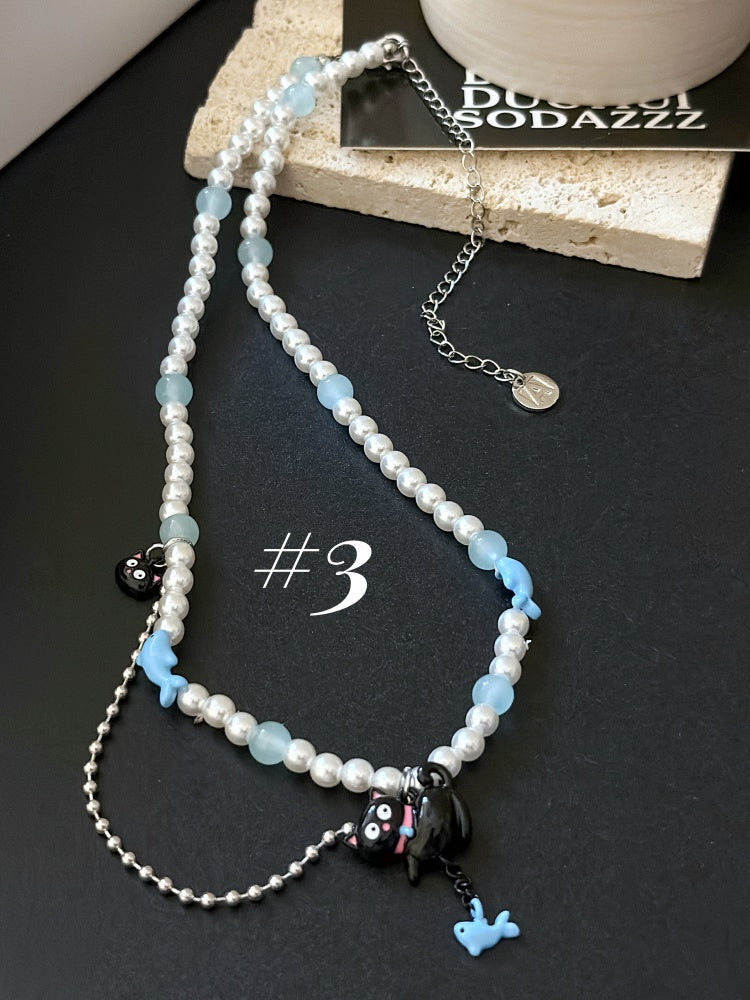 Black Cat Beaded Necklace/Choker