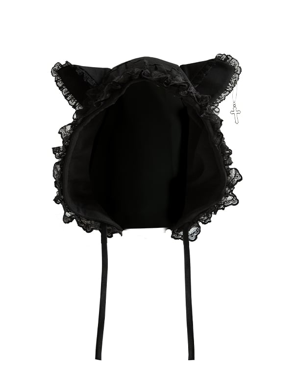 黒耳猫フード取り外し可能