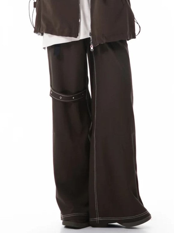Cargo with Strap Brown Accents Pants Straight-Leg