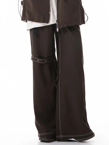 Cargo with Strap Brown Accents Pants Straight-Leg