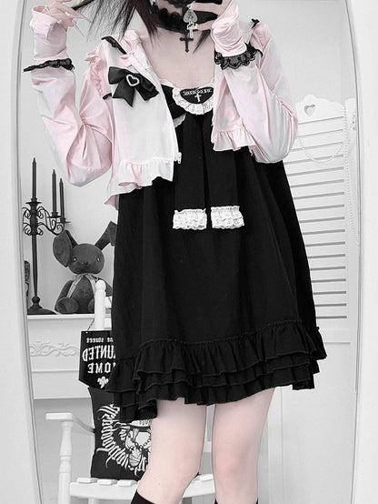 Pink Kitty-Ear Hooded Cropped Jacket with Bow - Bunny Rush