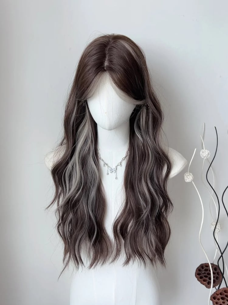 Ash Wig with Wavy Curtain Highlight Bangs 65CM Long Blonde