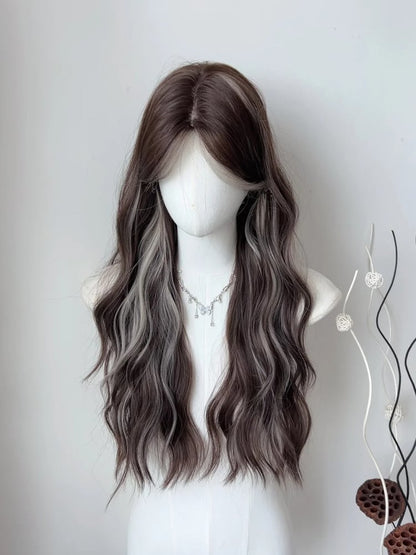 Ash Wig with Wavy Curtain Highlight Bangs 65CM Long Blonde