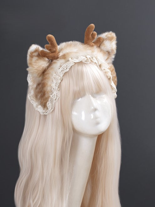 Coffee Plush KC with Adorable Deer Ears and Antlers