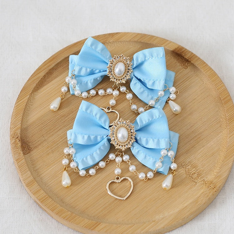 And 10 A Gorgeous Bowknot Pair Heart Of Chain Bead Charm Brooch Colors