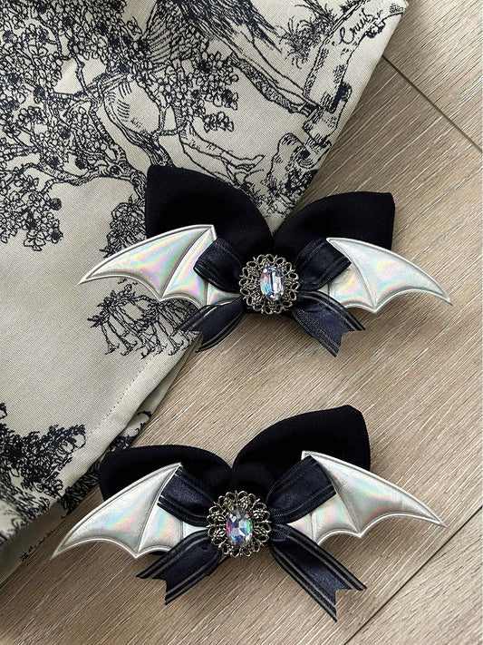 Blue/Black/Red Bat Hairclips Wings Dark