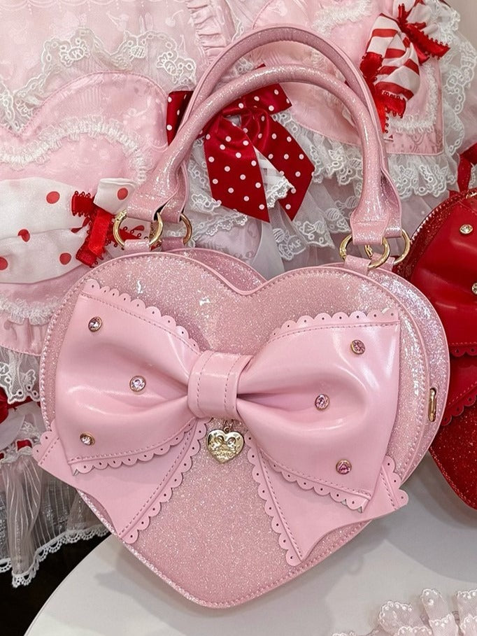 Multicolor Sparkling Bowknot Lolita Handbag - Sheep Puff