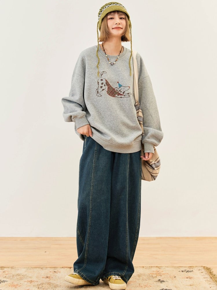 Seam Vintage - Trousers Center Front Denim High-waisted