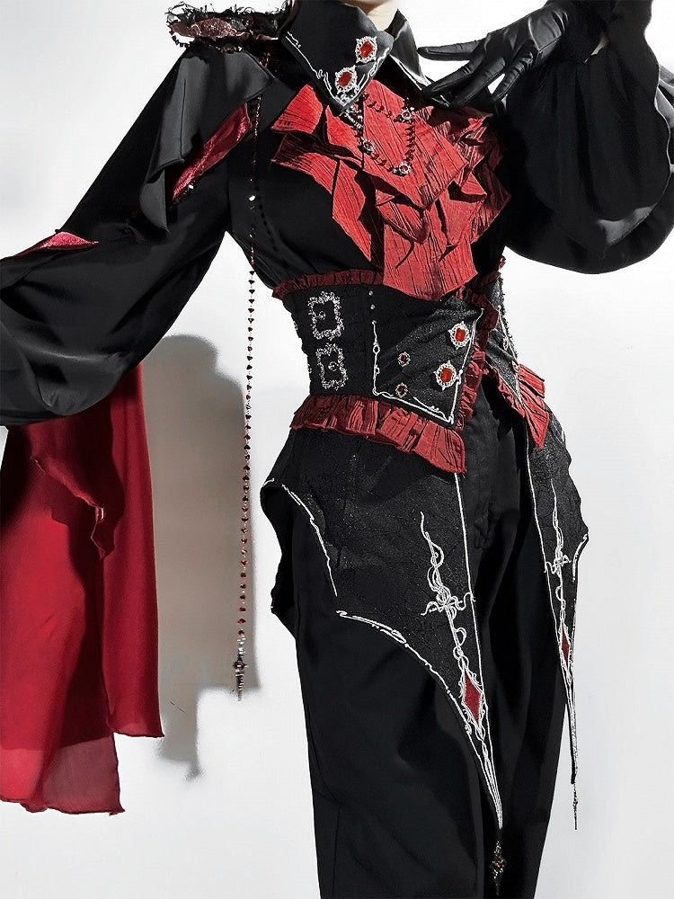 Gothic Lolita Embroidered Floral Elastic Corset - Unknown Star