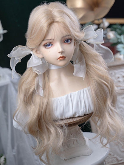 Pony mit gewellter Perücke, Vorhang, blond, 75 cm Länge