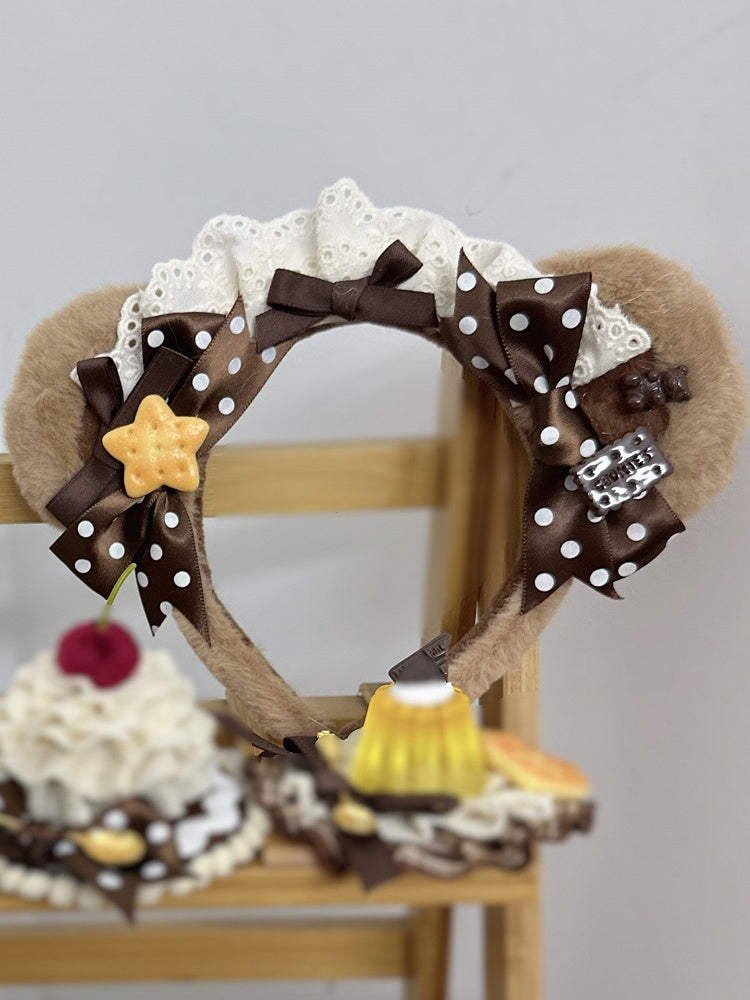 Plush KC Brown Bear Bow Ear Lolita Sweet Lace Design