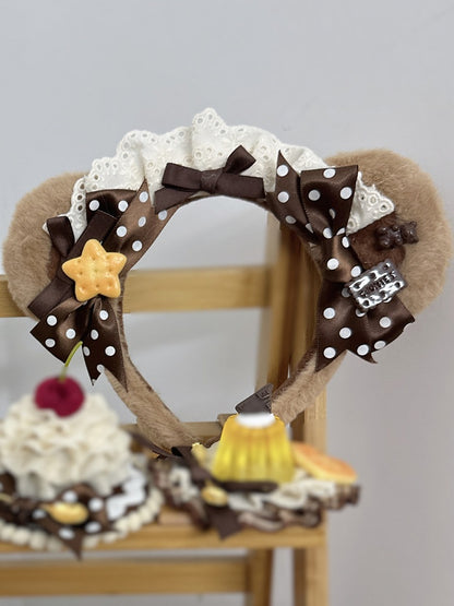 Plush KC Brown Bear Bow Ear Lolita Sweet Lace Design