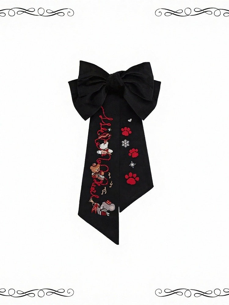 Kawaii Bow Embroidery Brooch in 2 Colors - iris de nuit