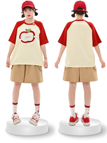 Shorts Khaki Elastischer Bund Gerades Bein Cargo