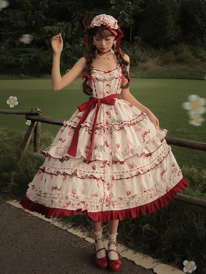 Red Lolita Strawberry Hairband Print