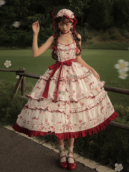 Red Lolita Strawberry Hairband Print