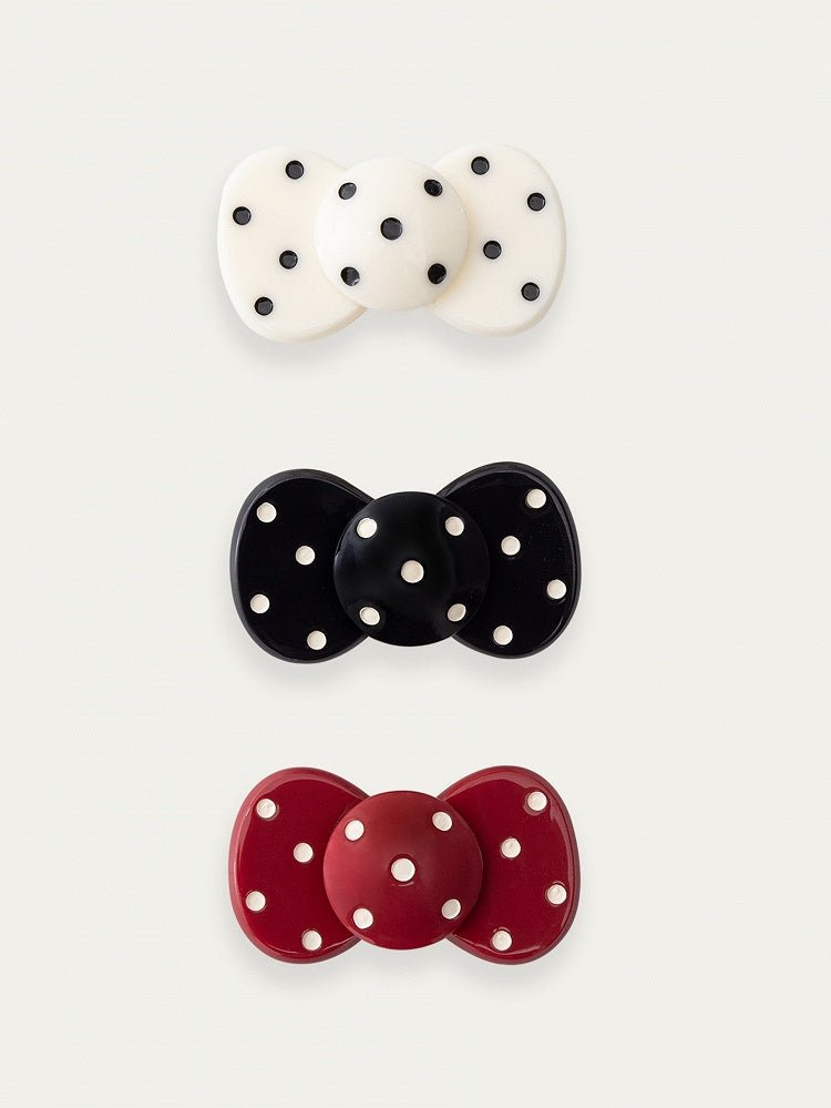3 Hair Dot Colors Bowknot Clip