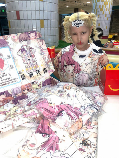 カラフルな漫画プリントパジャマセット